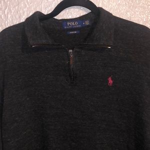 Polo Ralph Lauren Estate Rib Quarter-Zip Pullover Sweater (Dark Gray)